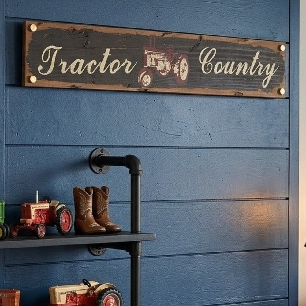Rustic Wood Tractor Country Wall Sign Farmhouse Decor Vintage Style Plaque